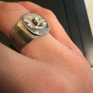 Silver Ring with Rhinestone Diamond Accent